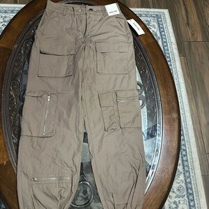 Brown Utility Cargo Pants with Reinforced Knees